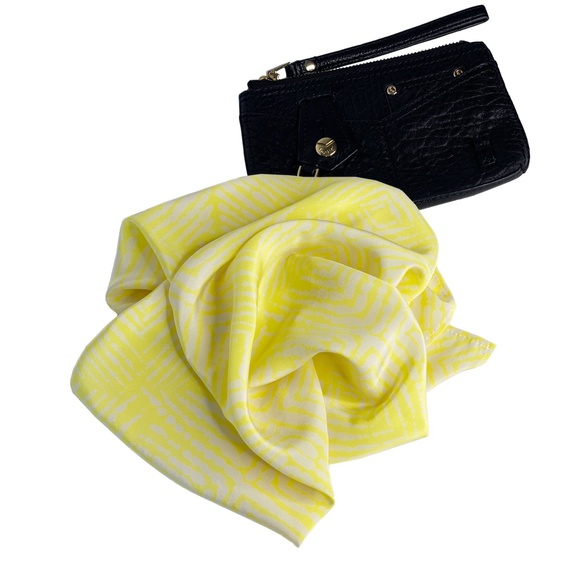 NWT SILKLETTE Soleil 100% Fine Silk Kerchief Scarf YELLOW/WHITE - Picture 6 of 9